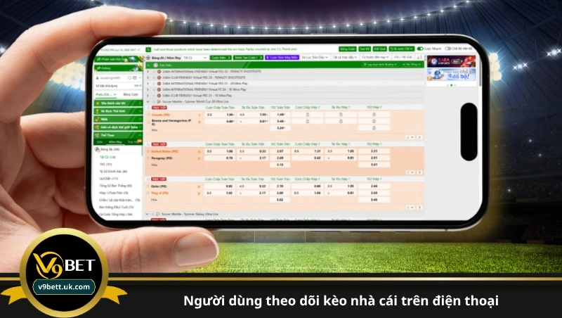 người dùng theo dõi kèo nhà cái trên điện thoại