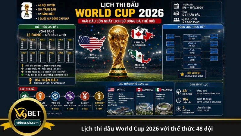 lịch thi đấu World Cup 2026 với thể thức 48 đội