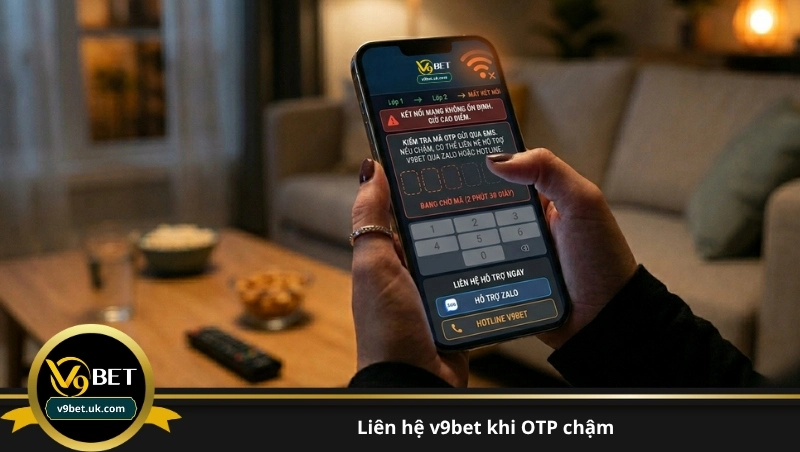 liên hệ v9bet khi OTP chậm