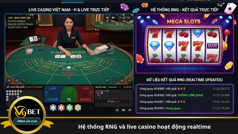 hệ thống RNG và live casino hoạt động realtime