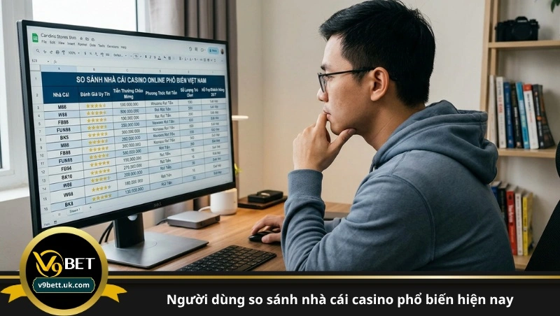 người dùng so sánh nhà cái casino phổ biến hiện nay