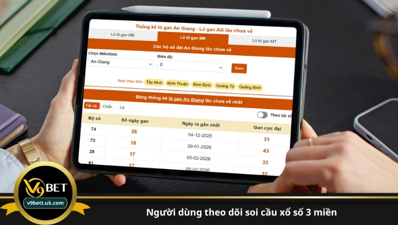 người dùng theo dõi soi cầu xổ số 3 miền